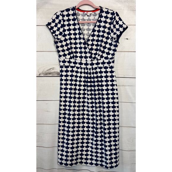 Boden Short Sleeve Dress Navy White Size 10L Easy Comfy - Picture 1 of 6